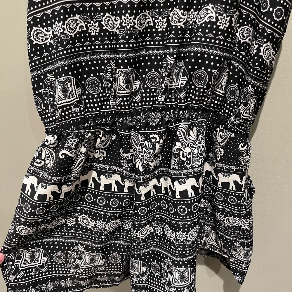 Elephant Pattern Romper Black White Boutique Summ… - image 7
